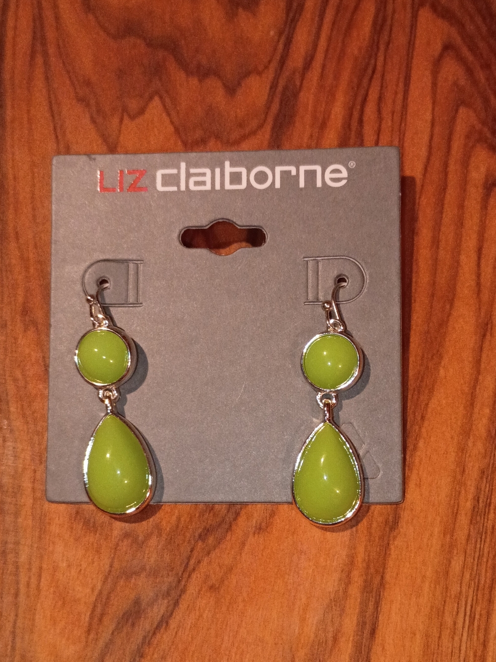 Liz Claiborne Neon Lime Teardrop Dangle Earrings